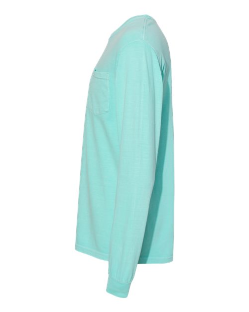 Comfort Colors 4410 - Unisex Garment-Dyed Heavyweight Long Sleeve Pocket T-Shirt - Chalky Mint