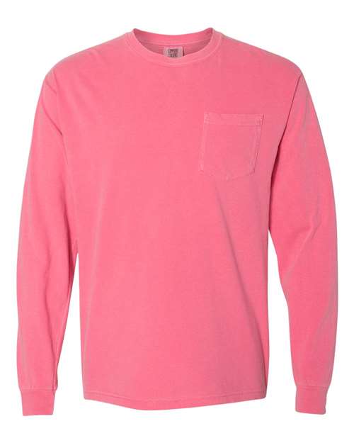 Comfort Colors 4410 - Unisex Garment-Dyed Heavyweight Long Sleeve Pocket T-Shirt - Crunchberry