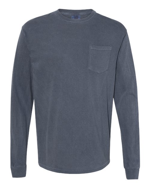 Comfort Colors 4410 - Unisex Garment-Dyed Heavyweight Long Sleeve Pocket T-Shirt - Denim