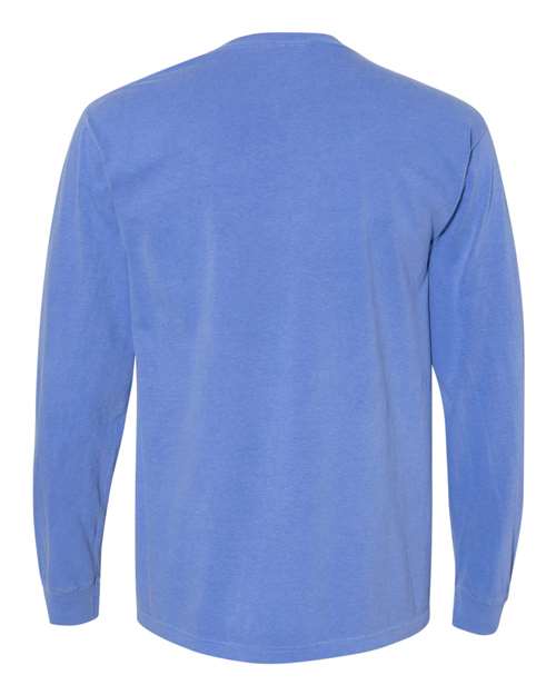 Comfort Colors 4410 - Unisex Garment-Dyed Heavyweight Long Sleeve Pocket T-Shirt - Flo Blue