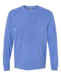 Comfort Colors 4410 - Unisex Garment-Dyed Heavyweight Long Sleeve Pocket T-Shirt - Flo Blue