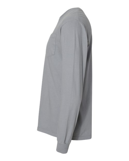 Comfort Colors 4410 - Unisex Garment-Dyed Heavyweight Long Sleeve Pocket T-Shirt - Granite