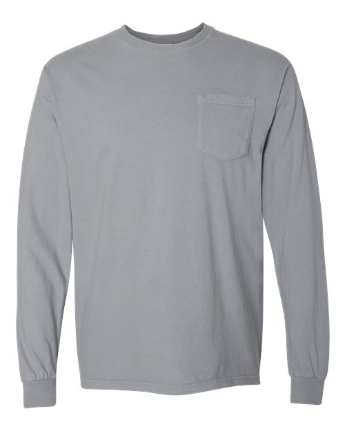 Comfort Colors 4410 - Unisex Garment-Dyed Heavyweight Long Sleeve Pocket T-Shirt - Granite