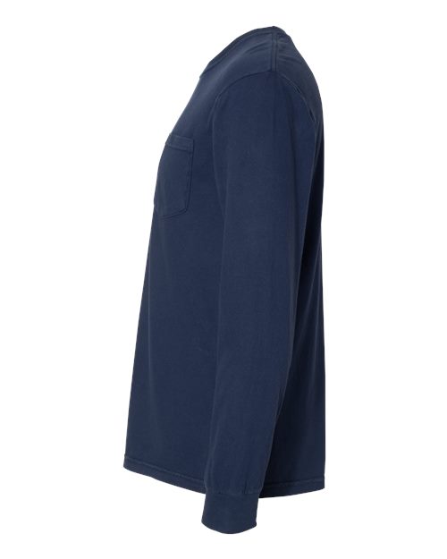 Comfort Colors 4410 - Unisex Garment-Dyed Heavyweight Long Sleeve Pocket T-Shirt - True Navy