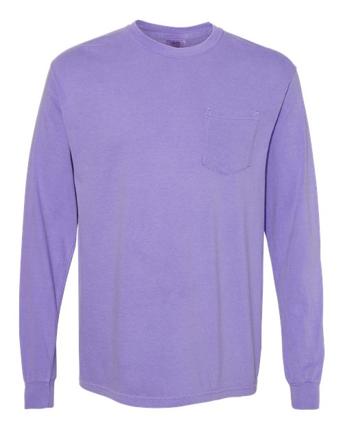 Comfort Colors 4410 - Unisex Garment-Dyed Heavyweight Long Sleeve Pocket T-Shirt - Violet