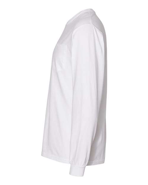 Comfort Colors 4410 - Unisex Garment-Dyed Heavyweight Long Sleeve Pocket T-Shirt - White
