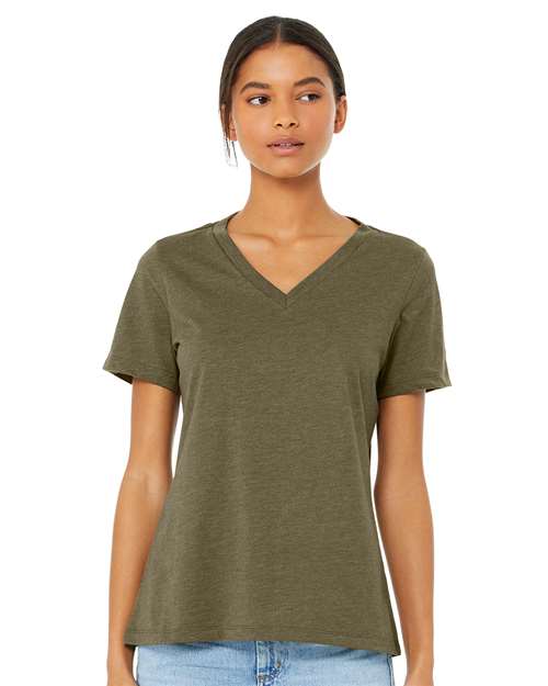 BELLA + CANVAS 6405CVC - Women's Relaxed Heather CVC V-Neck Tee - Heather Olive