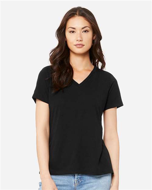 BELLA + CANVAS 6415 - Women's Relaxed Triblend V-Neck Tee - Solid Black Triblend