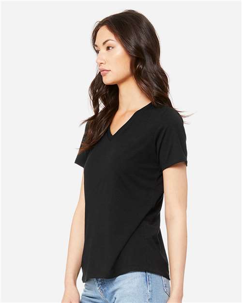 BELLA + CANVAS 6415 - Women's Relaxed Triblend V-Neck Tee - Solid Black Triblend