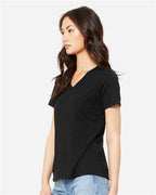 BELLA + CANVAS 6415 - Women's Relaxed Triblend V-Neck Tee - Solid Black Triblend