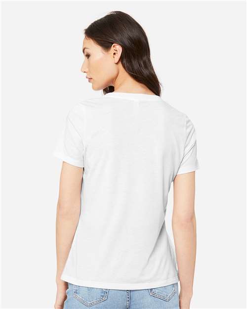 BELLA + CANVAS 6415 - Women's Relaxed Triblend V-Neck Tee - Solid White Triblend