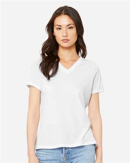 BELLA + CANVAS 6415 - Women's Relaxed Triblend V-Neck Tee - Solid White Triblend