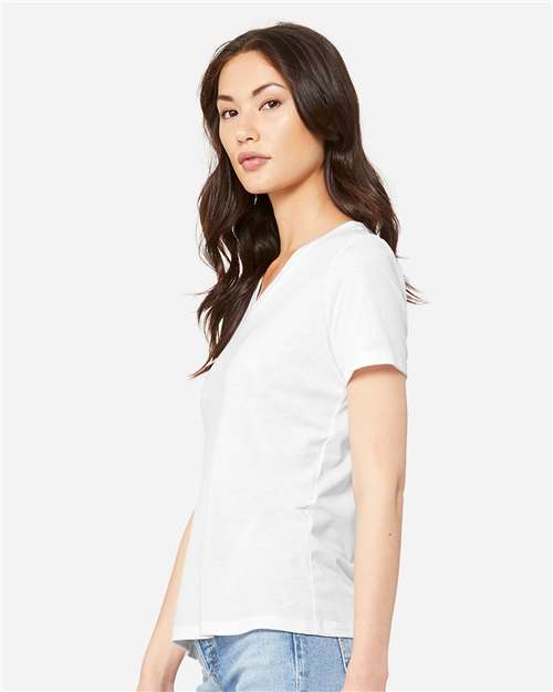 BELLA + CANVAS 6415 - Women's Relaxed Triblend V-Neck Tee - Solid White Triblend