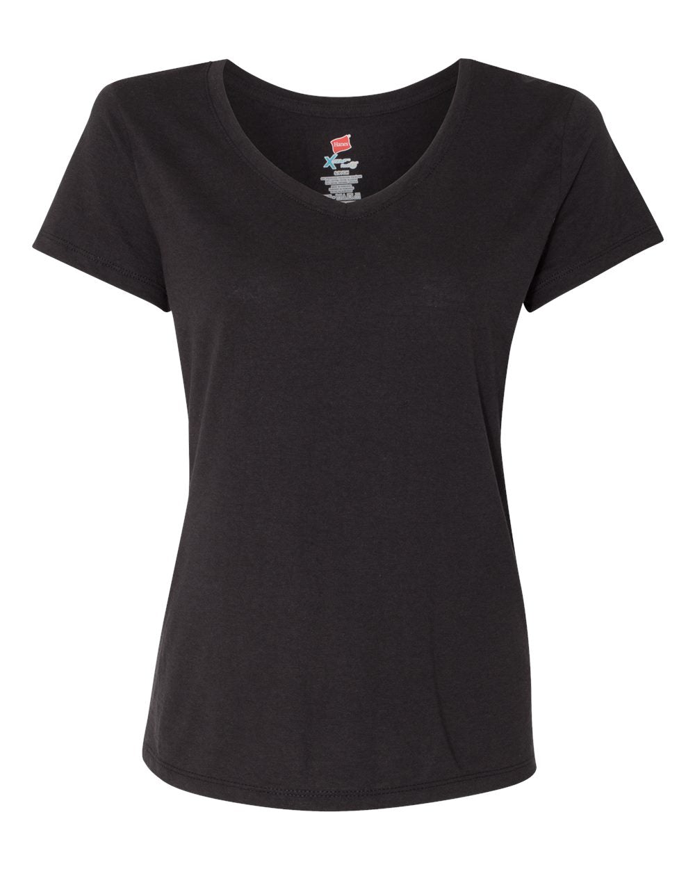 Hanes 42VT - Women's Perfect-T Triblend V-Neck T-Shirt — Black Triblend (flat)