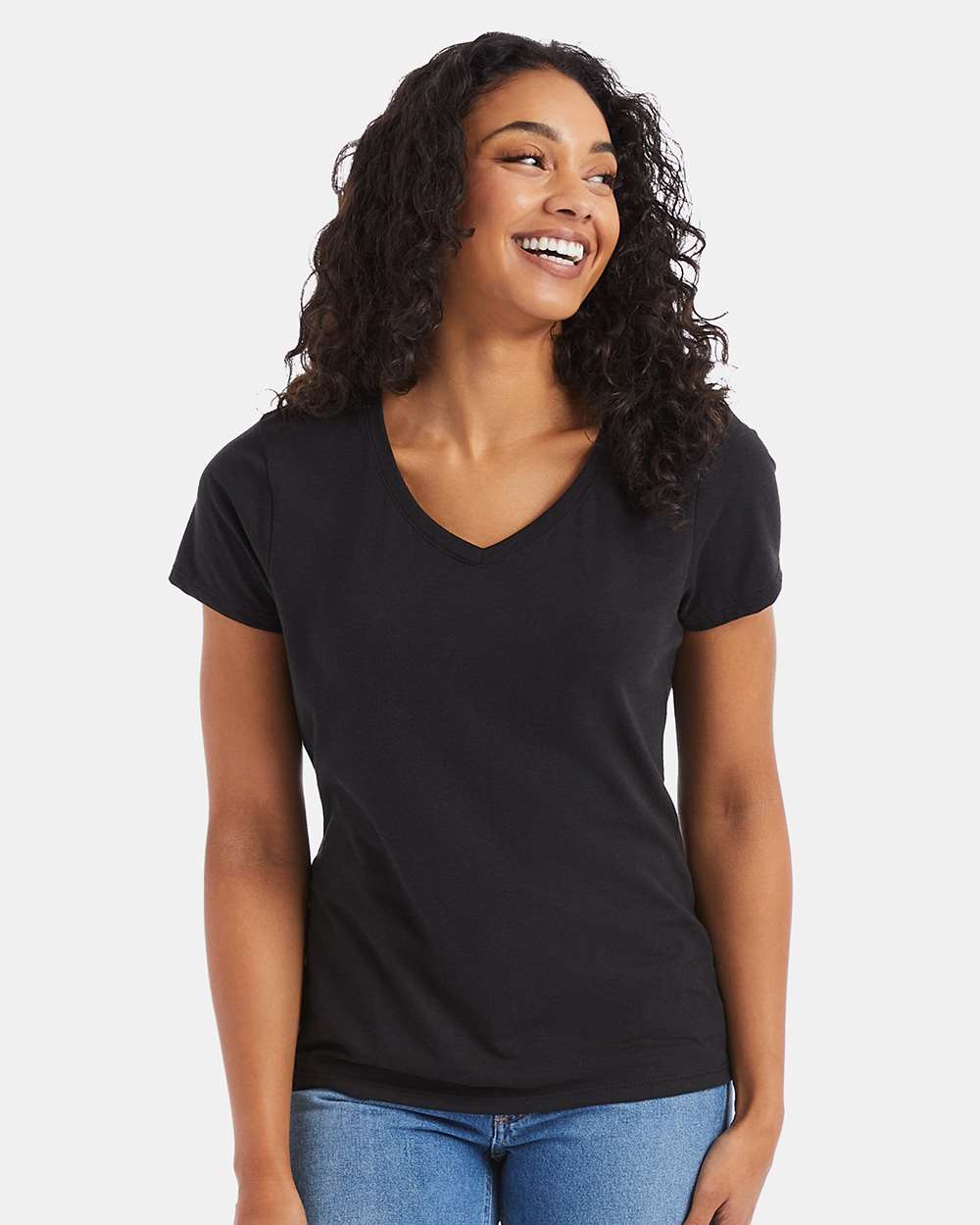 Hanes 42VT - Women's Perfect-T Triblend V-Neck T-Shirt — Black Triblend