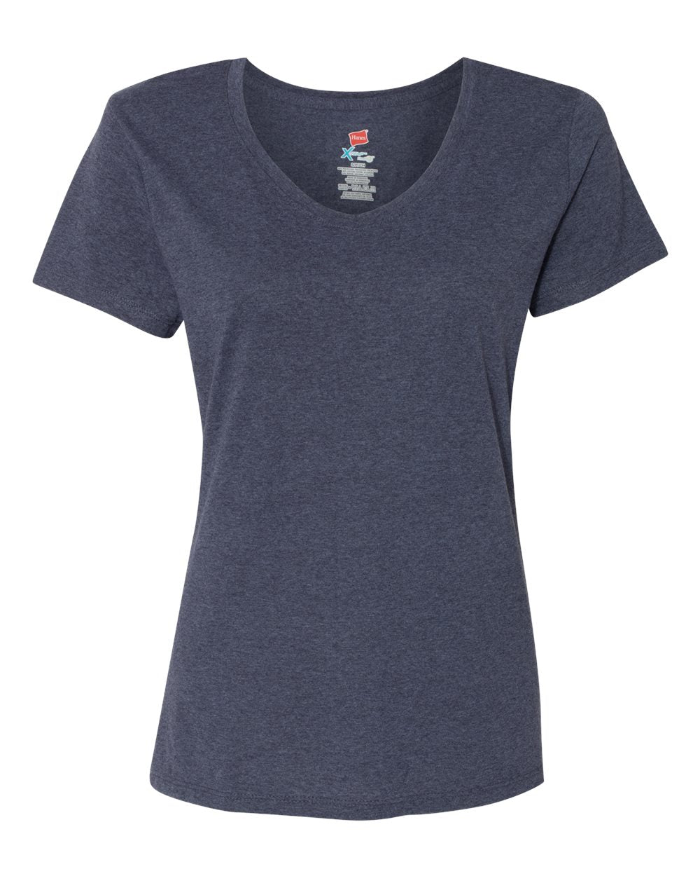 Hanes 42VT - Women's Perfect-T Triblend V-Neck T-Shirt — Navy Triblend (flat)