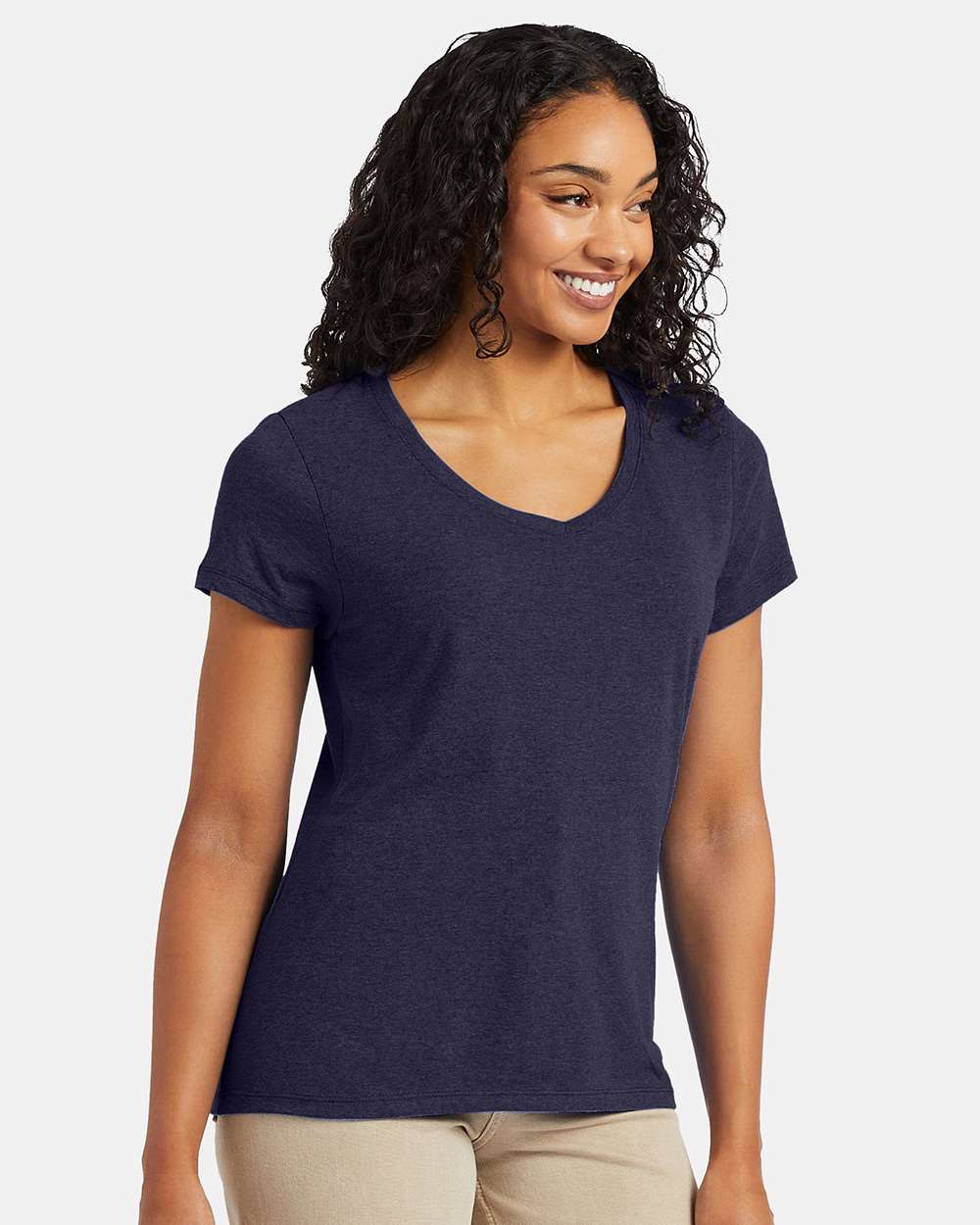 Hanes 42VT - Women's Perfect-T Triblend V-Neck T-Shirt — Navy Triblend