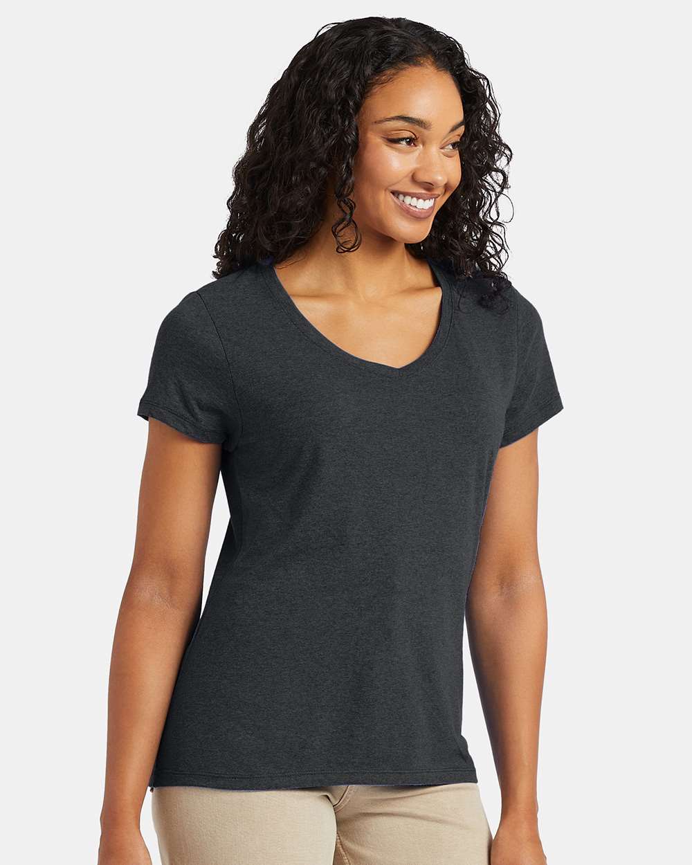 Hanes 42VT - Women's Perfect-T Triblend V-Neck T-Shirt — Slate Triblend