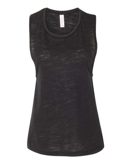 BELLA + CANVAS 8803 - Women's Flowy Scoop Muscle Tank - Solid Black Slub