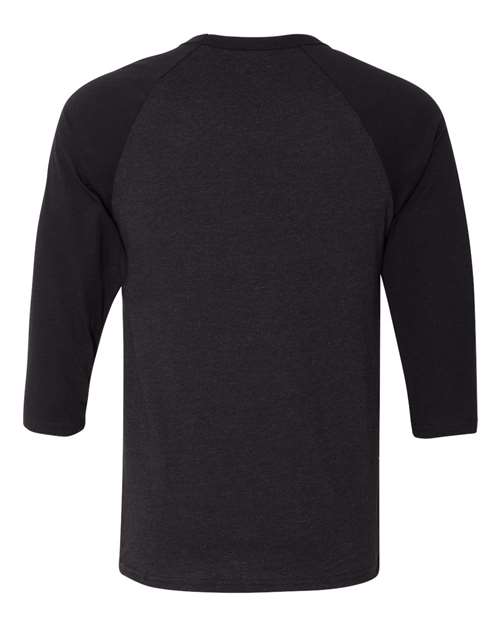 BELLA + CANVAS 3200 - Unisex Three-Quarter Sleeve Baseball Tee - Black Heather/ Black