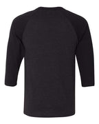 BELLA + CANVAS 3200 - Unisex Three-Quarter Sleeve Baseball Tee - Black Heather/ Black