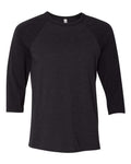BELLA + CANVAS 3200 - Unisex Three-Quarter Sleeve Baseball Tee - Black Heather/ Black