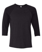 BELLA + CANVAS 3200 - Unisex Three-Quarter Sleeve Baseball Tee - Black Heather/ Black