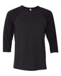 BELLA + CANVAS 3200 - Unisex Three-Quarter Sleeve Baseball Tee - Black Heather/ Black