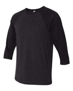 BELLA + CANVAS 3200 - Unisex Three-Quarter Sleeve Baseball Tee - Black Heather/ Black