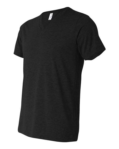 BELLA + CANVAS 3415 - Unisex Triblend V-Neck Tee - Black Heather Triblend