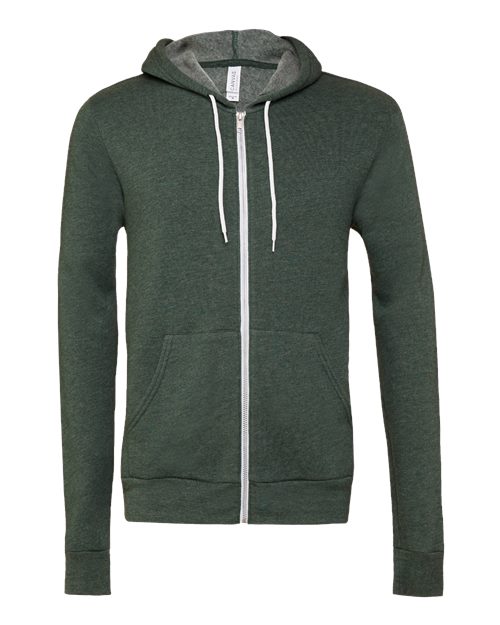 BELLA + CANVAS 3739 - Unisex Sponge Fleece Full-Zip Hoodie Sweatshirt - Heather Forest