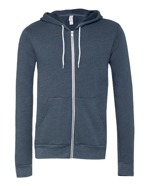 BELLA + CANVAS 3739 - Unisex Sponge Fleece Full-Zip Hoodie Sweatshirt - Heather Navy