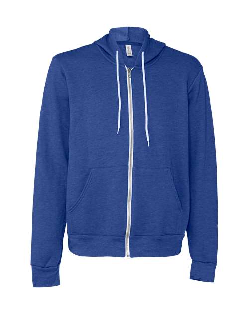 BELLA + CANVAS 3739 - Unisex Sponge Fleece Full-Zip Hoodie Sweatshirt - Heather True Royal