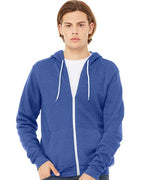 BELLA + CANVAS 3739 - Unisex Sponge Fleece Full-Zip Hoodie Sweatshirt - Heather True Royal