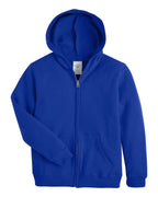 Hanes P480 - Youth EcoSmart® Full-Zip Hooded Sweatshirt — Deep Royal (flat)