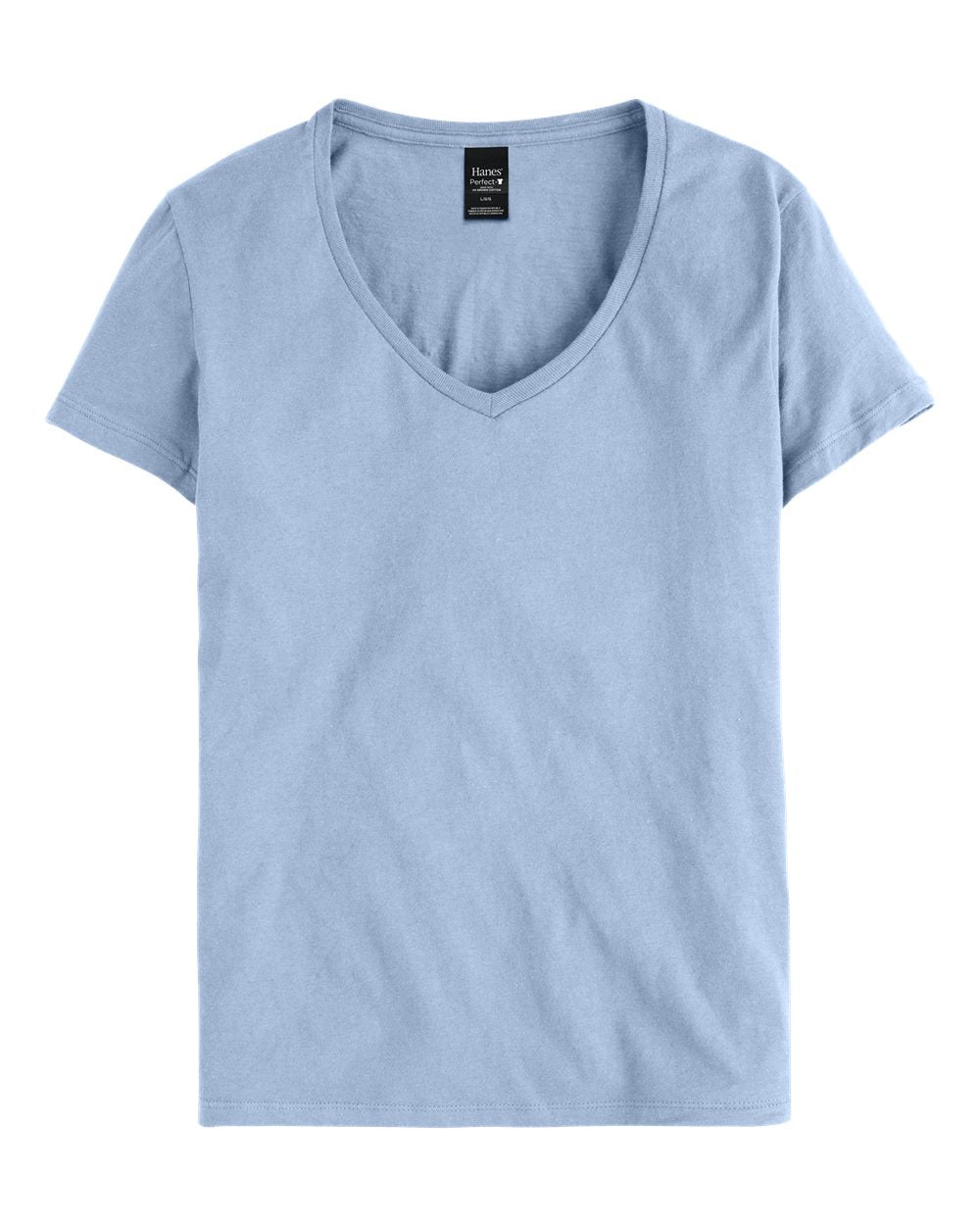 Hanes S04V - Women's Perfect-T V-Neck T-Shirt — Light Blue (flat)