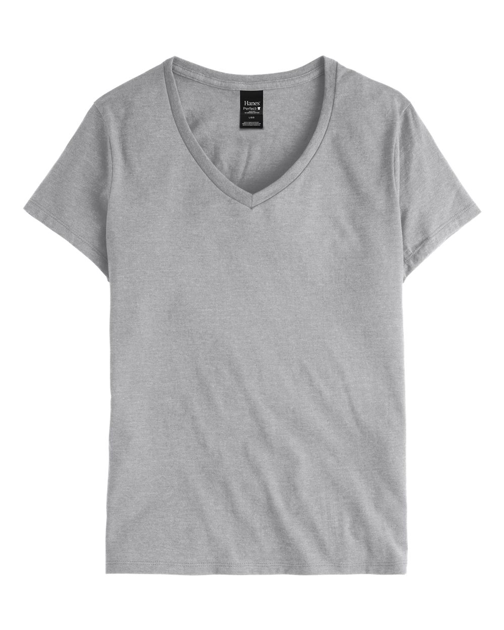 Hanes S04V - Women's Perfect-T V-Neck T-Shirt — Light Steel (flat)