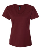 Hanes S04V - Women's Perfect-T V-Neck T-Shirt — Maroon (flat)