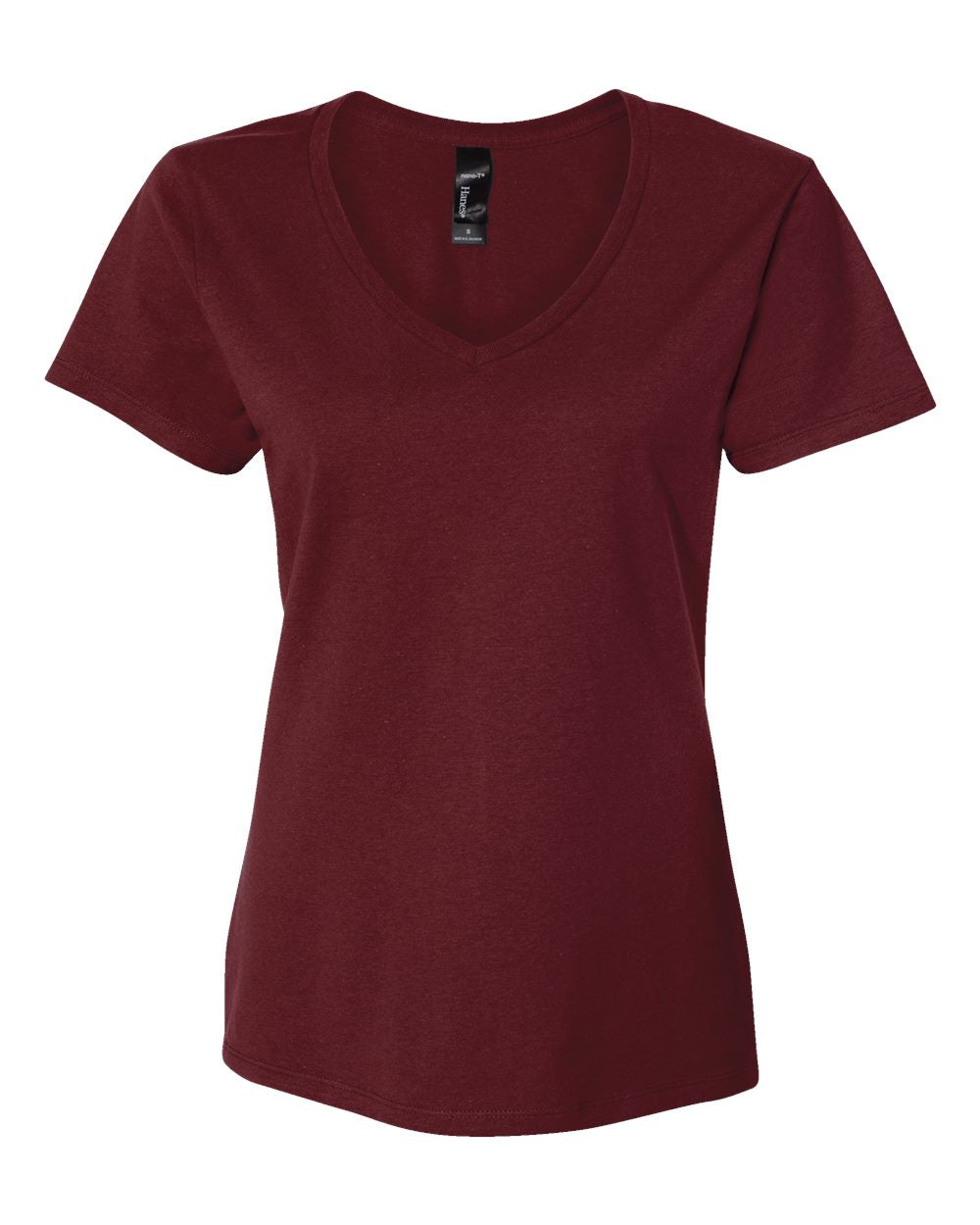 Hanes S04V - Women's Perfect-T V-Neck T-Shirt — Maroon (flat)