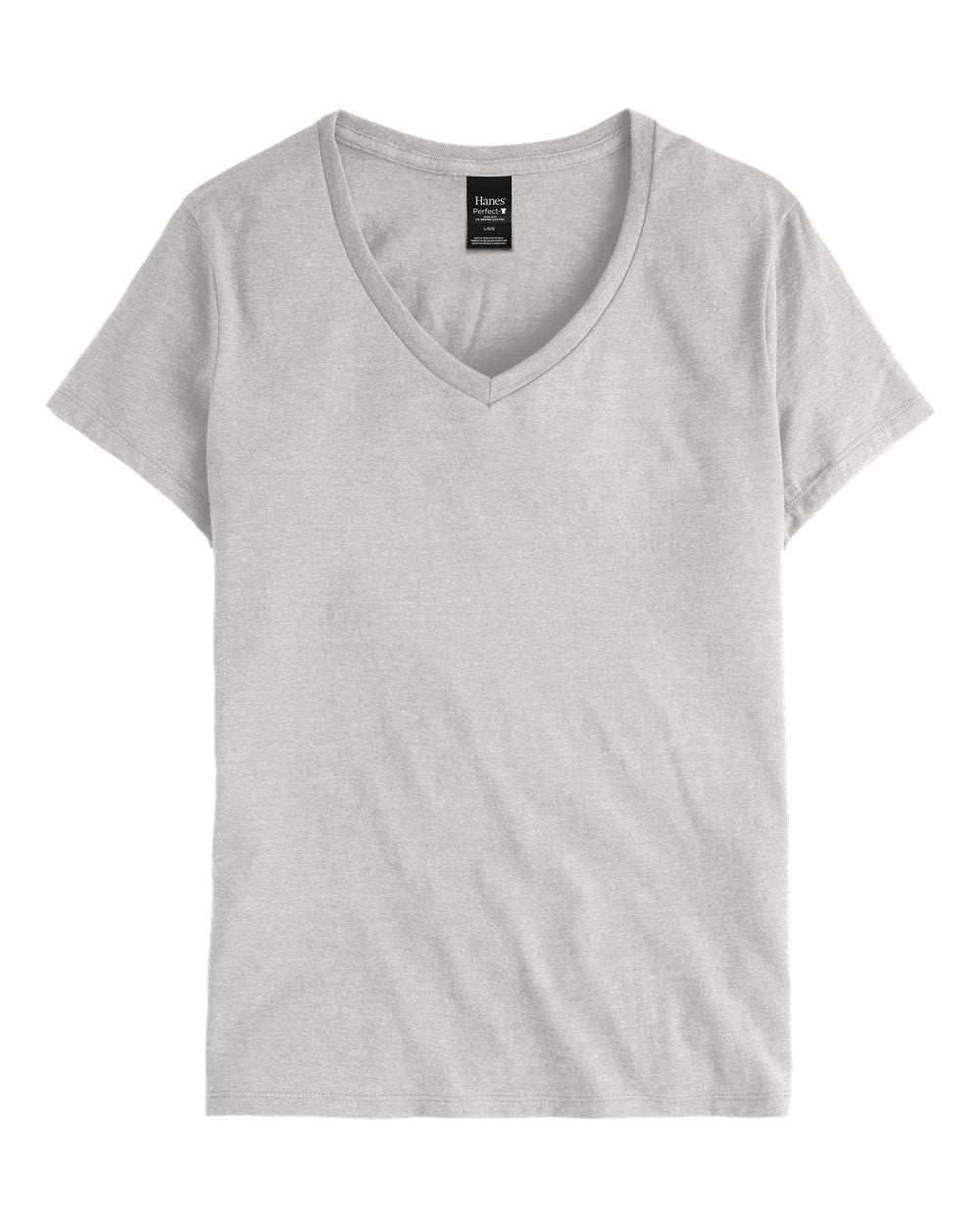 Hanes S04V - Women's Perfect-T V-Neck T-Shirt — Ash (flat)