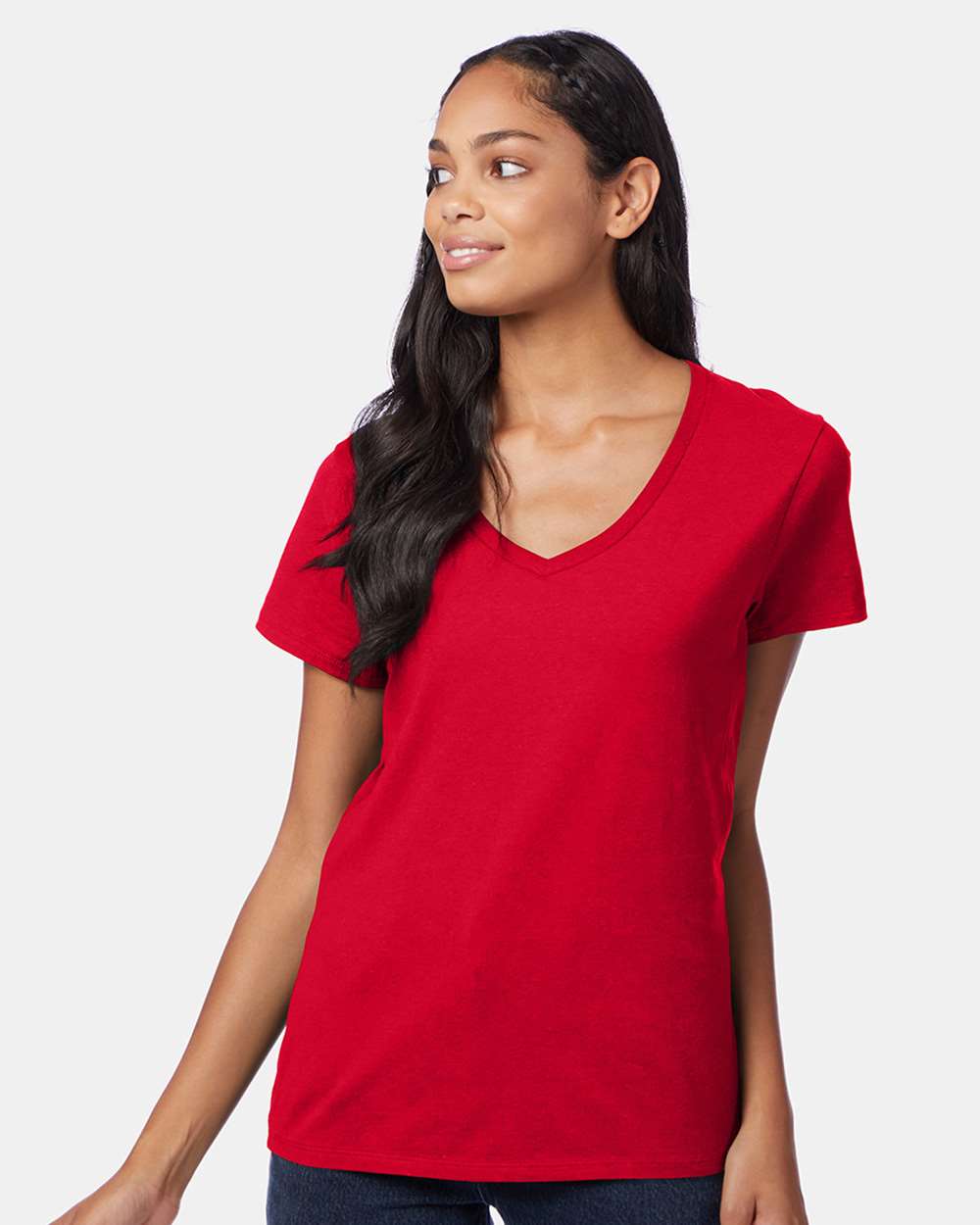 Hanes S04V - Women's Perfect-T V-Neck T-Shirt — Deep Red