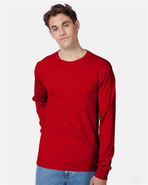 Hanes 5596 - Unisex Authentic Long Sleeve Pocket T-Shirt