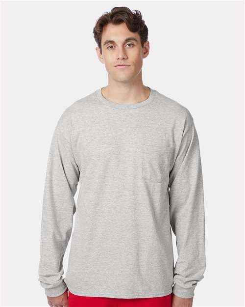 Hanes 5596 - Unisex Authentic Long Sleeve Pocket T-Shirt