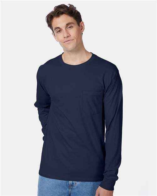 Hanes 5596 - Unisex Authentic Long Sleeve Pocket T-Shirt