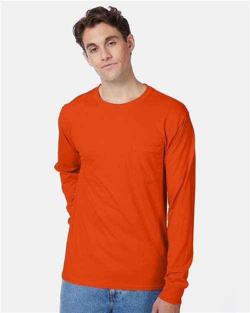 Hanes 5596 - Unisex Authentic Long Sleeve Pocket T-Shirt
