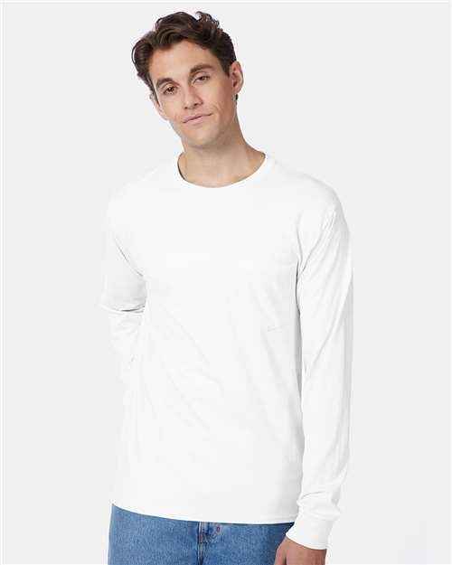 Hanes 5596 - Unisex Authentic Long Sleeve Pocket T-Shirt