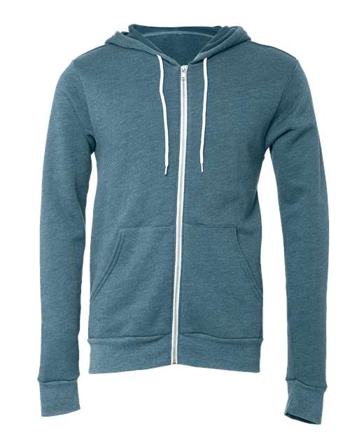 BELLA + CANVAS 3739 - Unisex Sponge Fleece Full-Zip Hoodie Sweatshirt - Heather Deep Teal