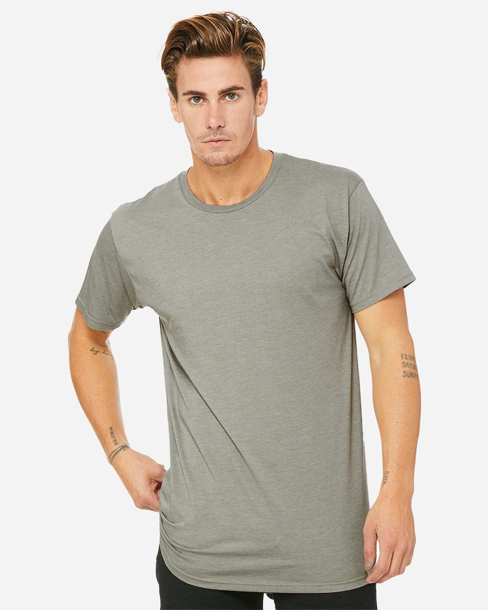 BELLA + CANVAS 3006 — Men's Long Body Urban Tee — Heather Stone