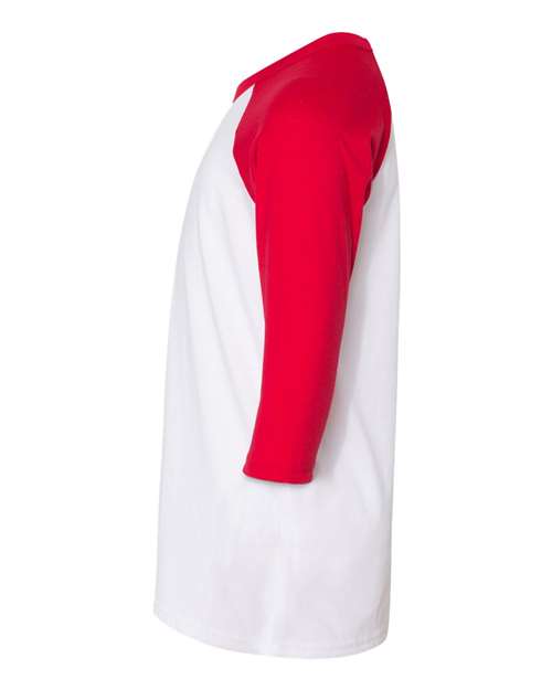 BELLA + CANVAS 3200Y - Youth Three-Quarter Sleeve Baseball Tee - White/ Red