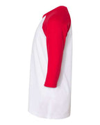 BELLA + CANVAS 3200Y - Youth Three-Quarter Sleeve Baseball Tee - White/ Red